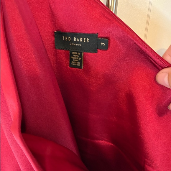 Ted Baker Red Asymmetrical Ruched Cocktail Dress - Picture 2 of 9